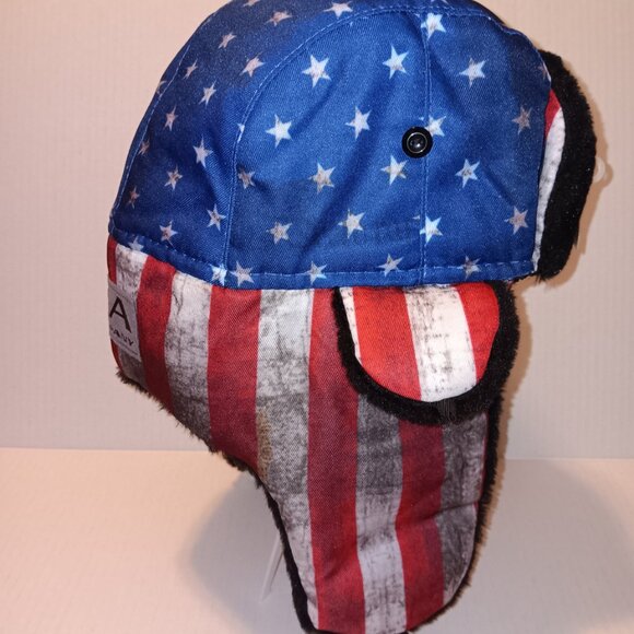 SA COMPANY FAUX FUR AMERICAN FLAG TRAPPER HAT - Picture 9 of 15